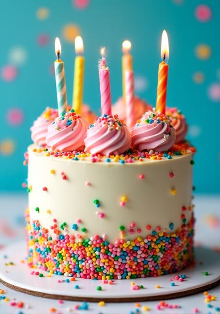 Colorful whimsical themed cake for birthday
