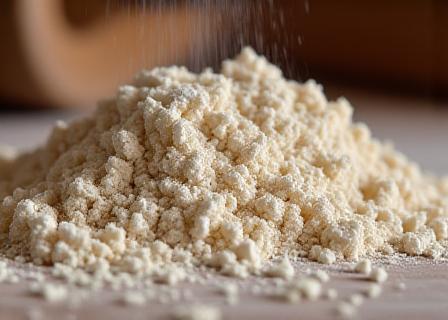 Artisan baking prep area with wheat flour